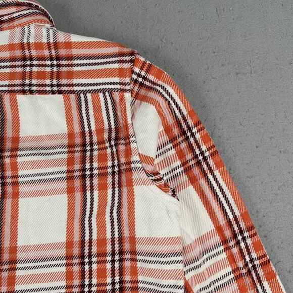 Outerknown Blanket Shirt Women’s M/L Orange Plaid Button Up Heavyweight - Picture 16 of 16